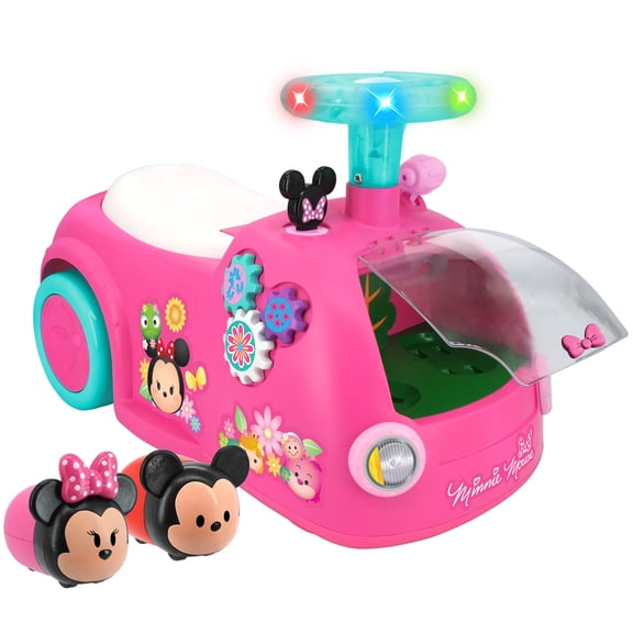 Kiddieland: Zoom n' Go Activity Ride-On - Minnie Mouse - Disney Lights & Sounds Foot-To-Floor Vehicle, 2 Mini Toy Zooms, Storage Seat, Toddler 12-36mo