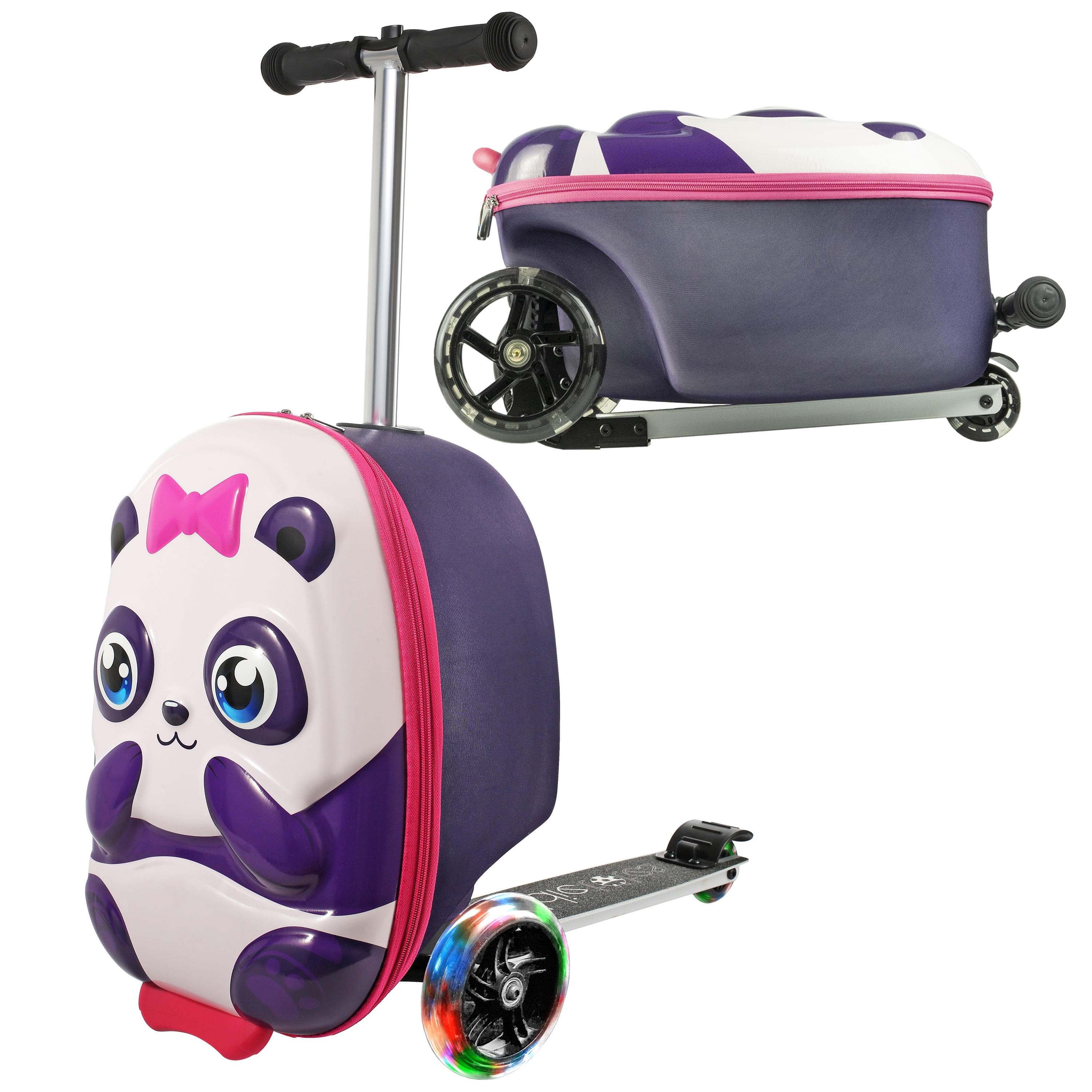 Kiddietotes Panda 3D Hard Shell Scooter Ride-on Suitcase for Kids
