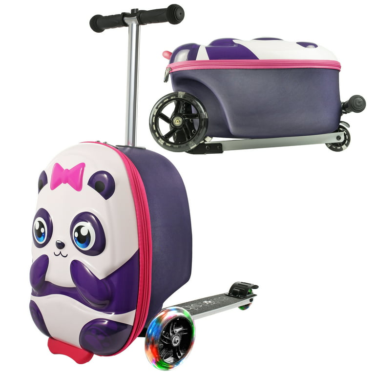 Kiddietotes Panda Durable Carry on Luggage Scooter for Kids