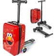 thumbnail image 1 of Kiddietotes Sesame Street 4-in-1 Detachable Scooter Luggage for Kids – Elmo – Ride-On Suitcase with Removable Luggage Body, Adjustable Handlebar, Durable Deck & Brake – Carry-On Travel Bag, 1 of 10