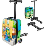 Kiddietotes Sesame Street 4-in-1 Detachable Scooter Luggage for Kids   Ride-On Suitcase with Removable Luggage Body, Adjustable Handlebar, Durable Deck & Brake   Carry-On Travel Bag