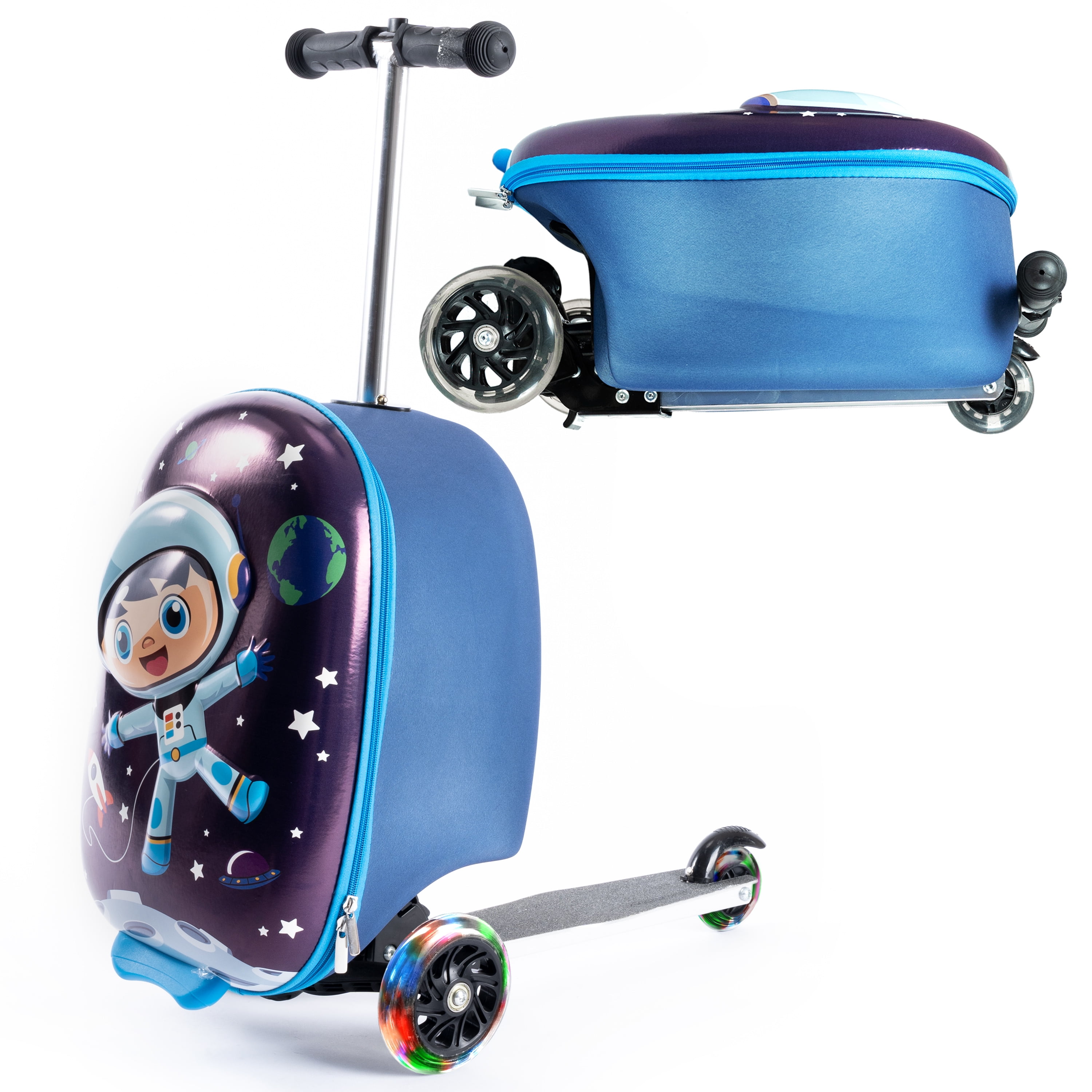 Kiddietotes Space Boy 3D Hard Shell Scooter Ride-On Suitcase for