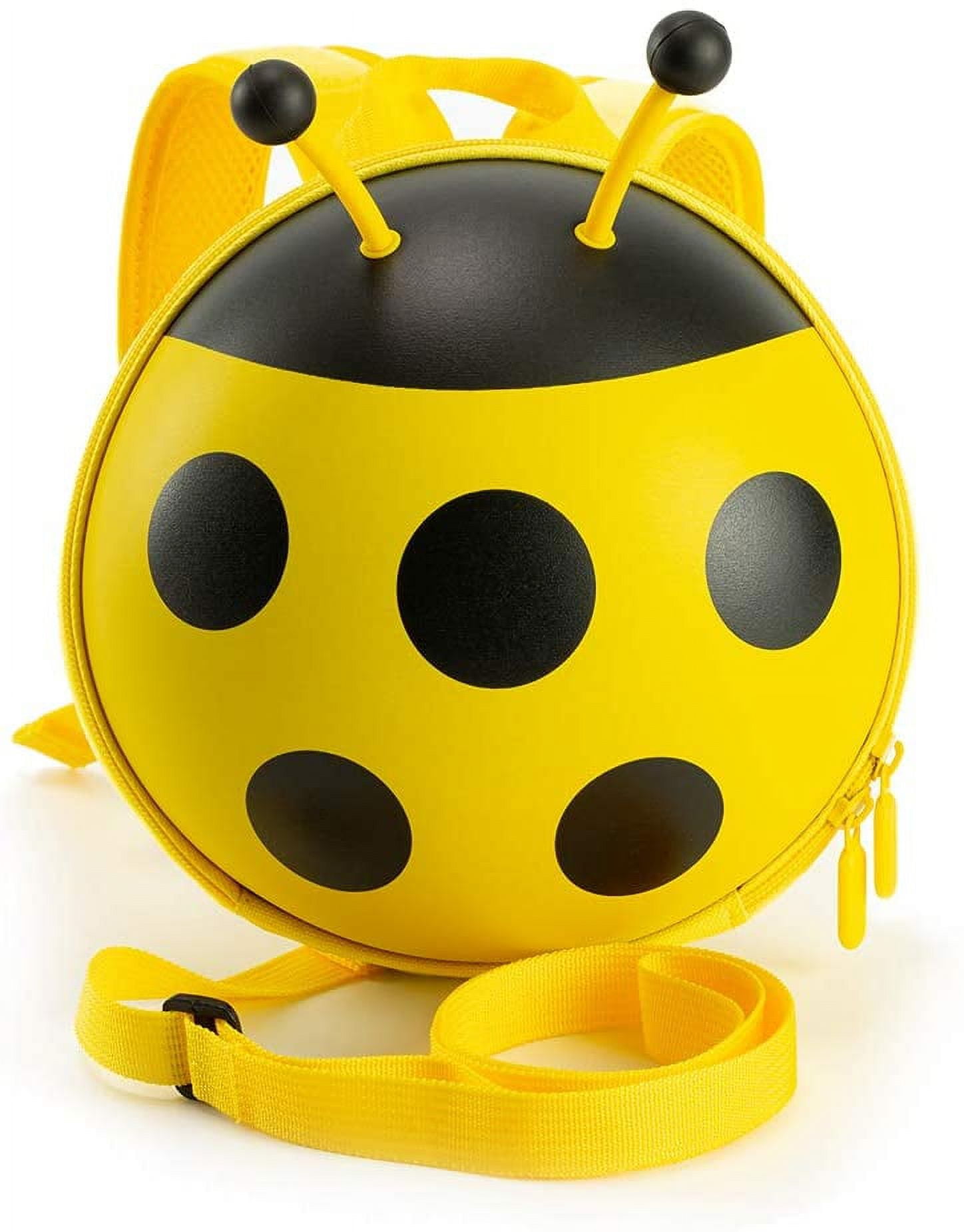 Kiddietotes Yellow Mini Ladybug Backpack with Safety Harness for Kids, Toddlers, and Children