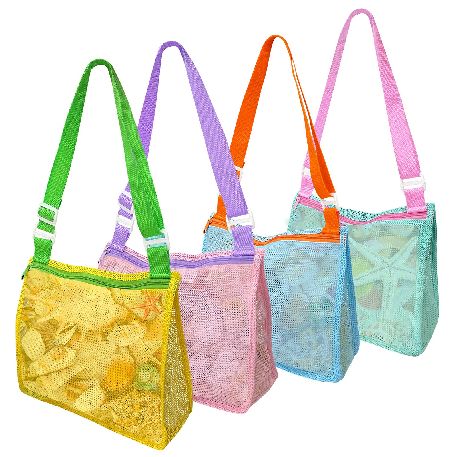 Kiddisie 4 Pack Beach Toys Mesh Bag Kids Shell Col