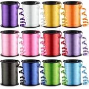 Bedwina Curling Ribbon Set, 12 Rolls, 3/16 in x 125 ft per Roll, Assorted Colors, Gift Wrapping & Balloon String for Crafts, Bows & Party Decorations