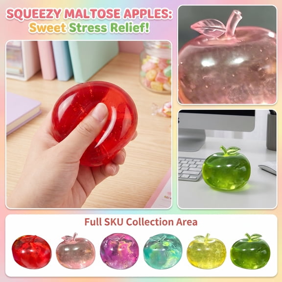 Kiddiway Apple Squishy Slow Rise Toy - Slushy Apple Squishy in Gift Box, Slow Rising Sensory Fidget for Kids Adults Anxiety Relief, Moldable Stress Ball,Red
