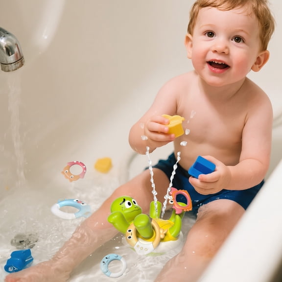 Kiddiway Baby Bath Toys Turtle Fountain - Rechargeable Spray, Toddler Bath Toys No Holes, Great for Pool Play, Water Toys for Kids Gift,green