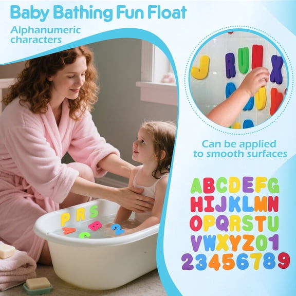 Kiddiway Bath Toys for Toddlers Letters - Foam Floating Alphabet Numbers, No Hole Baby Water Toys, Fun Pool Toys for Learning, Bath Letters and Storage