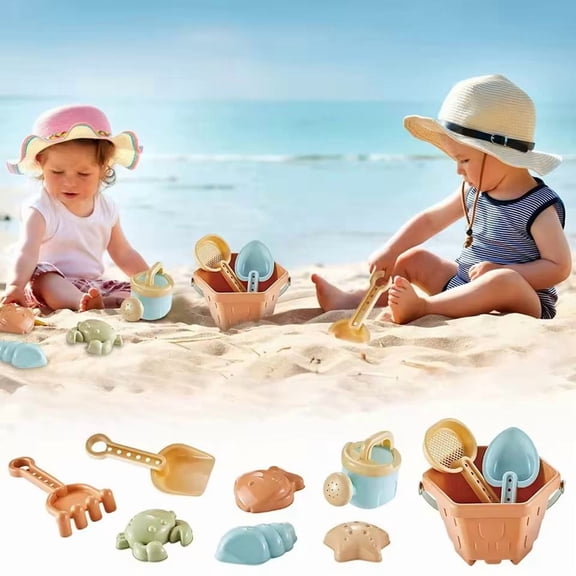Kiddiway Beach Sand Toys for Toddlers - Complete Set with Shovel, Rake, Molds, Pail, Unicycle, Perfect for Outdoor Summer Beach Fun and Sandcastle Building,orange
