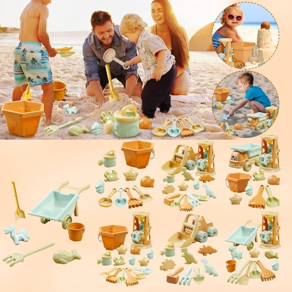 Kiddiway Beach Toys for Kids Ages 3-10 - Complete Seaside Sand & Water Play Kit, Beach Bucket, Sand Shovel, and Other Tools, Perfect for Outdoor Play,A
