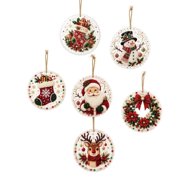 Kiddiway Christmas Diamond Art Ornament Set — Pearl Painting Craft Kit with Festive Design, Tree Hanging Decor, Creative Hobby Gift