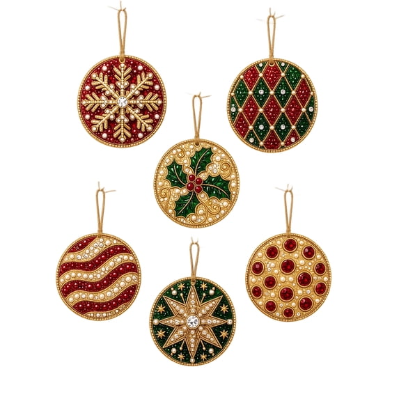 Kiddiway Christmas Diamond Art Ornament Set — Pearl Painting Craft Kit with Festive Design, Tree Hanging Decor, Creative Hobby Gift