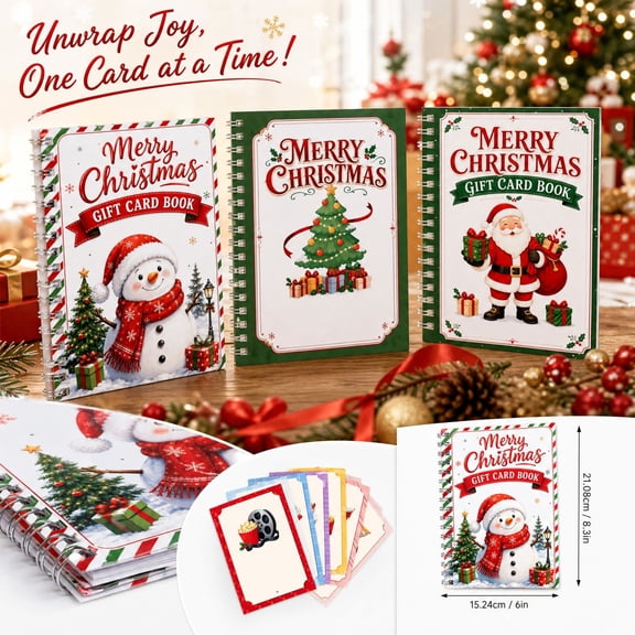 Kiddiway Christmas Gift Card Books - Keepsake Gift Card Book for Adults and Kids, Merry Christmas Gift Card Book with Beautiful Holiday Art, Perfect for Teens and Family Gift Card