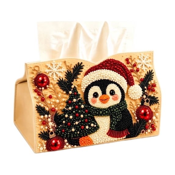 Kiddiway Christmas Tissue Box DIY Kit - Bead and Diamond Craft for Holiday Home Decor, Fun Project for Adults, perfect for home wall art