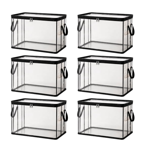 Kiddiway Clothes Storage Boxs Under Bed Storage - Clear Heavy Duty Plastic, for Comforter Blanket, Closet Organizers, Linen Storage, with Zipper Handles,White