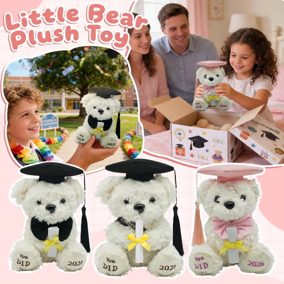 Kiddiway Commemorative Grad Plush Stuffed Animal - Cute Keepsake Stuffed Animals for High School College Graduates and Milestone,C