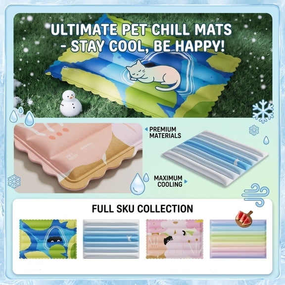 Kiddiway Cooling Mat for Dogs Indoor - Rainbow Gradient Ice Pad, Non-Toxic PVC, Waterproof Hand Washable Durable Summer Sleeping Bed, Also Great as a Dog Cooling Bed for Cats and Pets,Blue