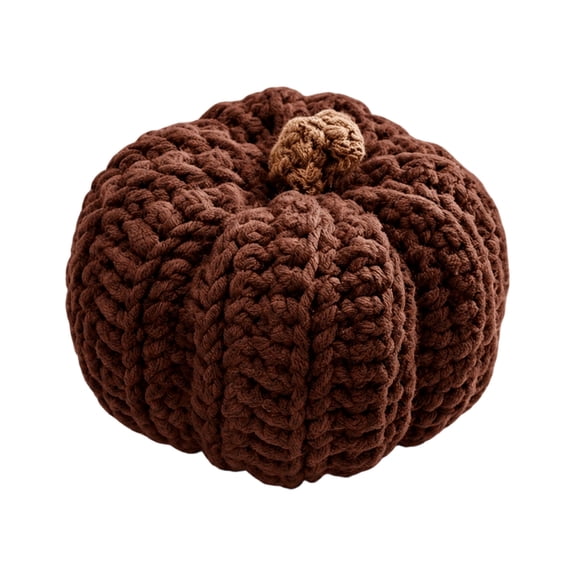 Kiddiway Crochet Pumpkin Plush Toy - Handmade Knitted Fall Autumn Decor, Orange Pumpkin for Mantel Table Centerpiece, Bowl Filler, Pastoral Home Decoration,Beige