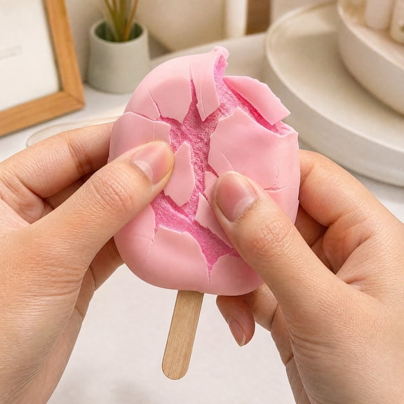 Kiddiway Crunchy Squishy Ice Cream - Waxy Sound Squishy Toy, Crispy Sensory Fidget for Adults, Stress Relief Squishy with Noise