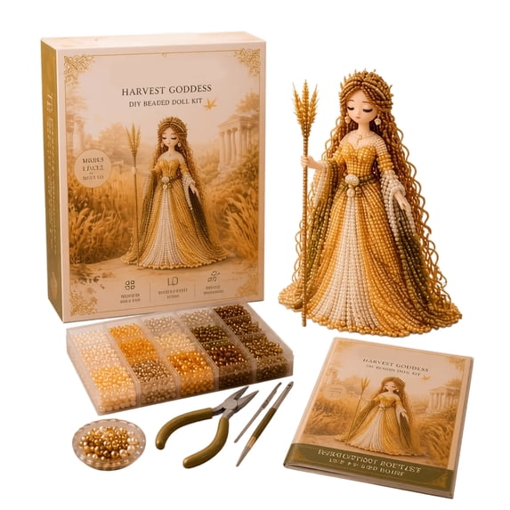 Kiddiway DIY 3D Beaded Craft Goddess - Divine Beadwork Set for Jewelry Making, Includes Premium Beads, Fun Arts and Crafts Kit, Calming Stress Relief Activity, Perfect Present for Women,Yellow