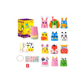 Kiddiway DIY Cup Sticker Set - Animal Theme Craft for Kids, Develops Creativity and Hand-Eye Coordination, perfect for home wall art