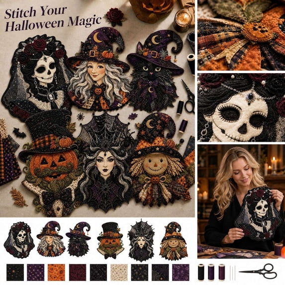 Kiddiway DIY Patchwork Fabric Kit Set - Complete Craft Kit for Arts and Crafts, Halloween Character Sewing Project, Home Decor Fabric Art, Creative Gift for Adults