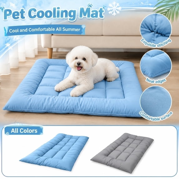 Kiddiway Dog Cooling Bed - Self Refrigerating Gel Mat, No Electricity, Soft Breathable Surface, for Kennel, Outdoor Patio, Travel, Ideal for Arthritic Dogs in Hot Weather,Gray L