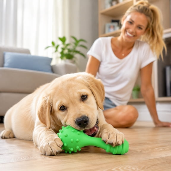 Kiddiway Dog Toy Balls - Bowling Ball Shape Interactive Chew Toy for Teeth Cleaning, Boredom Relief, Non-Toxic Rubber, Indoor Outdoor Play, Interactive Fun for All Dogs.,Hot Pink