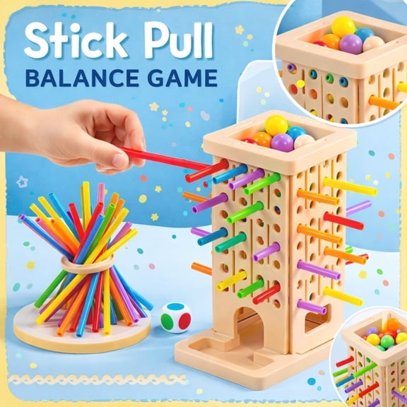 Kiddiway Educational Balancing Stick Game - Stacking Challenge Toy for Kids, Family Board Activity for 3+ Year Olds, Hand-Eye Coordination Learning