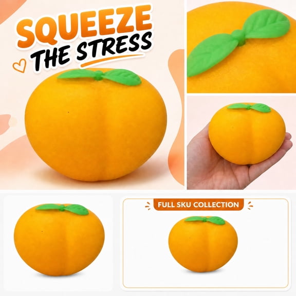 Kiddiway Extra Large Stress Ball Giant Peach Squishy Balls - Soft Slow Rise Squeeze Toy, Prank Gift for Adults, Super Size Decompression,A