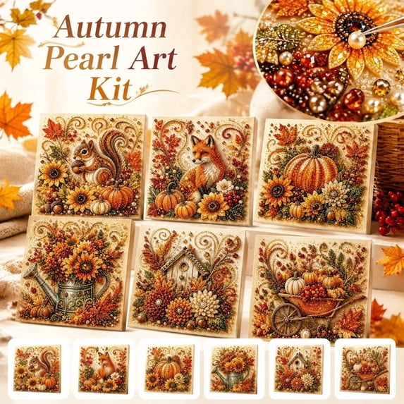 Kiddiway Fall Harvest Pearl Art Kit - Creative Painting Set with Pearl Beads, Ideal for Thanksgiving Decor and Craft Hobby