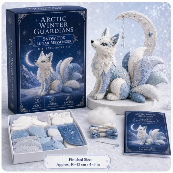 Kiddiway Fantasy Patchwork Felt Set – DIY 3D Arctic Animal Sewing Kit with Pre-Cut Pieces, Create Plush Beast, Craft Kits for Stress Relief,F