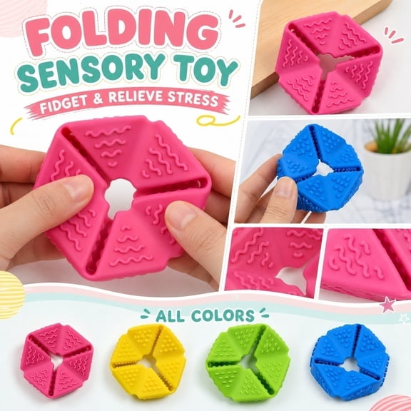 Kiddiway Foldable Squishy Fidget Toy - Soft Calming Sensory Squishy for Office Travel, Decompression and Anxiety Relief,Pink