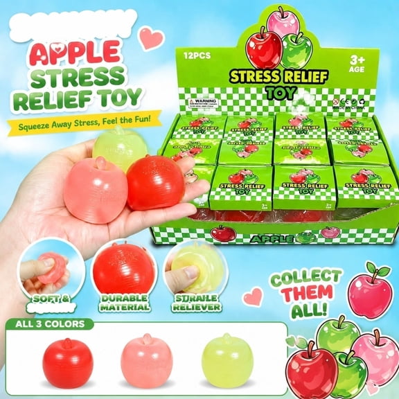 Kiddiway Glitter Squishy Apple Maltose Filled Squishy - Random Style from 3 Designs， Slow Rise Crunchy Stress Ball for Adult