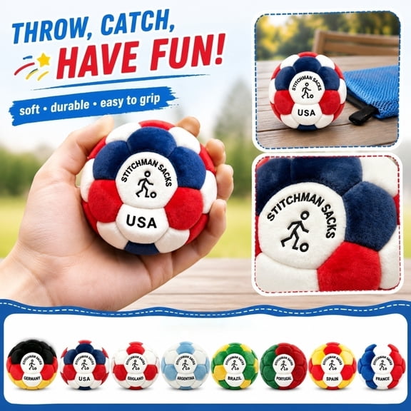 Kiddiway Hacky Sack Ball Plush Footbag - 2026 Upgraded Soft Fleece Juggling Ball, Durable for Indoor & Outdoor Play, Party Favors, Coordination Training, 1PC,A