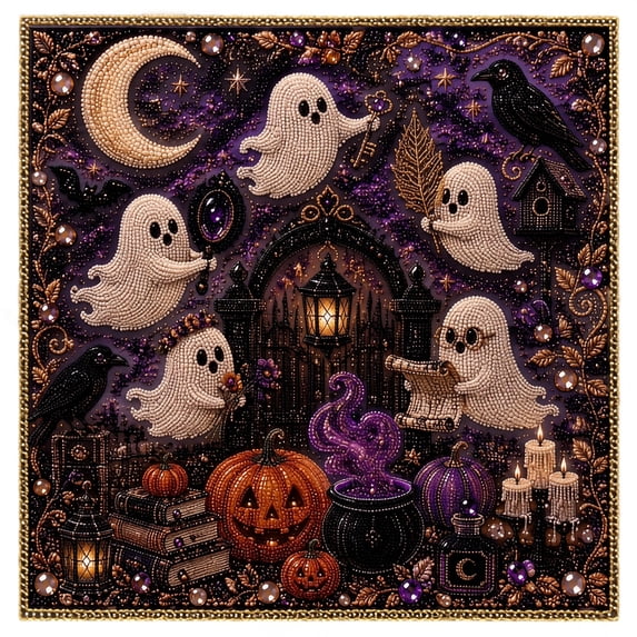 Kiddiway Halloween Bead Art Complete Kit – All Supplies for Spooky Pearl Painting, Fun Craft for All Ages,D