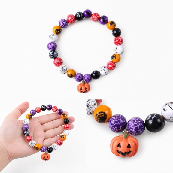 Kiddiway Halloween Cat Collar Beaded Necklace – Random Multicolor Beads, Ideal Halloween Pet Accessories for Dogs and Cats, Cute Goth Cat Collar Style for Party and Trick-or-Treat,A