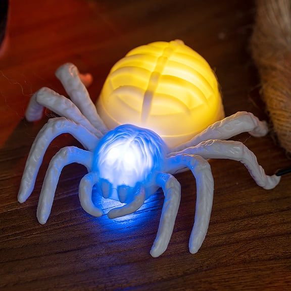 Kiddiway Halloween Glowing Spider LED Light Flashing Eyes Decor for Party, Spooky Table Accent, Indoor Halloween Decor for Home, Creepy Crawly Prop
