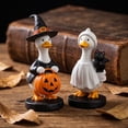 thumbnail image 1 of Kiddiway Halloween Home Decor Goose Figurines - Cartoon Farm Duck Ornaments with Witch Hats, Playful Halloween Decorations for Tabletop Shelf, Cute Indoor Accent Pieces, 1 of 7