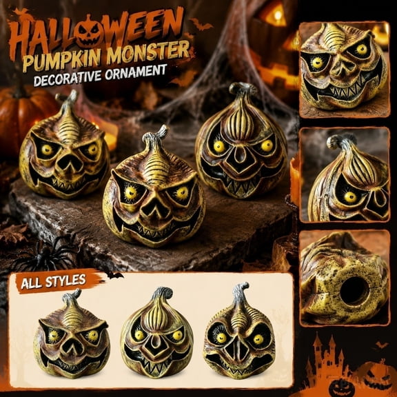 Kiddiway Halloween Outdoor Yard Pumpkin Monster - Giant Novelty Orange Creature Figurine with Surprise Expression, Spooky Halloween Party Decorations for Garden Lawn, Fall Harvest Display,B