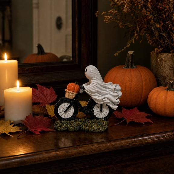 Kiddiway Halloween Party Decorations Ghost Riding Bike - for Home Office Desk, Party Scene, Tabletop Display, Fun Prop, Spooky Biker Ornament, Halloween Decor