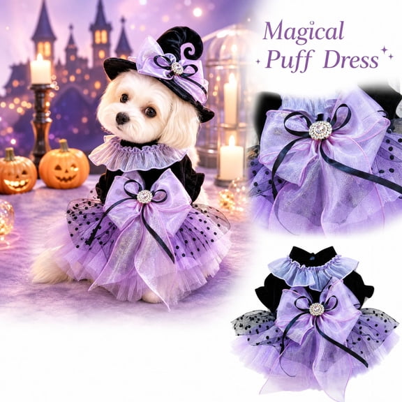 Kiddiway Halloween Pet Costume for Cats - Fairy Elf Tutu Dress for Dogs and Cats, Halloween Decorations Indoor, Cute Halloween Costume for Pets and Holiday Party