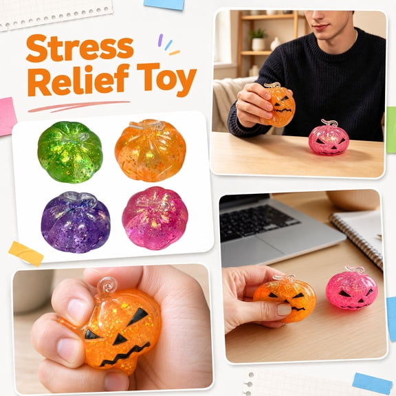 Kiddiway Halloween Pumpkin Head Squishy - Slow Rising Maltose Soft Toy, Calming Squishy for Anxiety and Stress Calm,Purple