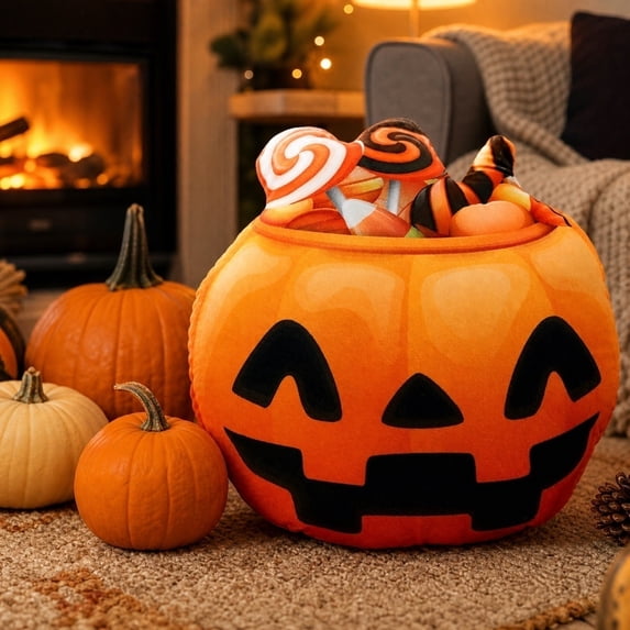 Kiddiway Halloween Pumpkin Plush Figurine Toy - Cute Plushies Stuffed Animal for Holiday Decor, Cozy Cushion for Couch Bed, Baby Toy Gift,A