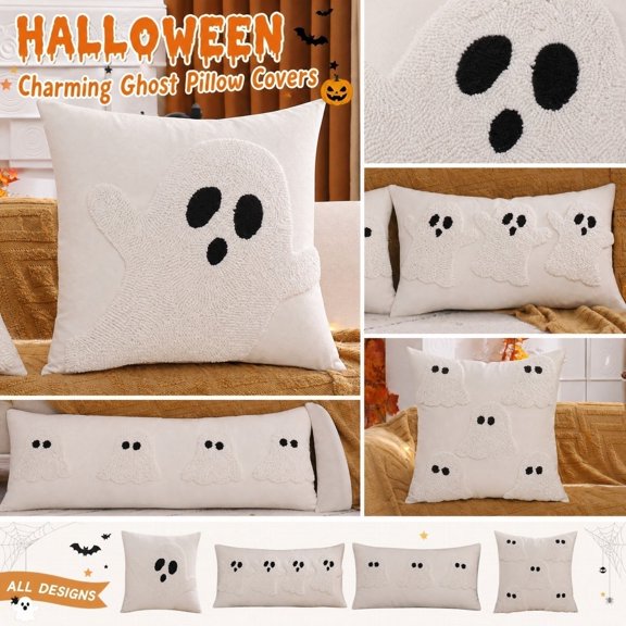 Kiddiway Halloween Quilted Plush 3D Cover - Textured Halloween Decor, Soft Cushion for Holiday, Halloween Party Decorations with Dimensional Design,A