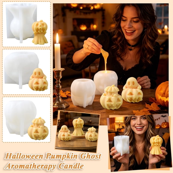 Kiddiway Halloween Scented Pumpkin Candle Jar - Soy Wax with Autumn Fragrance for Home Decor, Fall Gift, Great for Halloween Decor, Home Decor, Cozy Ambiance,A