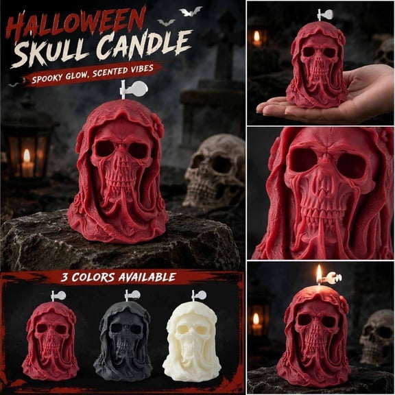 Kiddiway Halloween Scented Skeleton Shaped Candle - Perfect for Halloween Party, Home Ambiance, Halloween Decorations Indoor, and Decorative Accent Piece,White