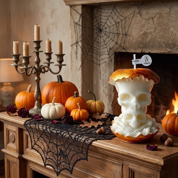 Kiddiway Halloween Scented Skull Apple Candle - Perfect for Halloween Decorations, Party Favors, Skull Decor, and Unique Present for Spooky Season Fans,Red