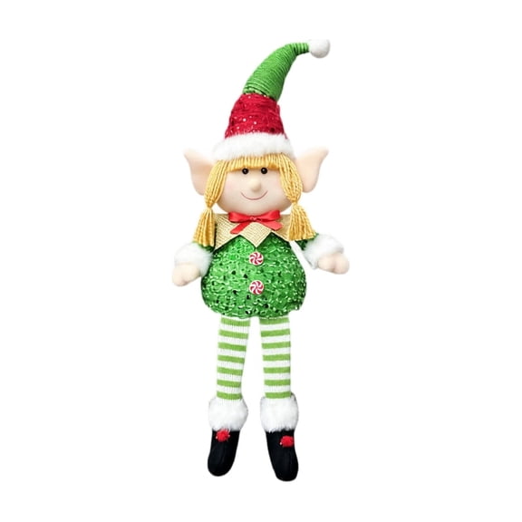 Kiddiway Long Legs Sitting Elf Plush with Light - Stuffed Animal Figurine for Tabletop Mantel, Christmas Centerpiece and Gift