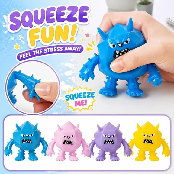 Kiddiway Mini Stress Toys Little Monster Squishy - Assorted Colors Slow Rising Squishies, Soft Crunchy Stress Ball for Adult Decompression